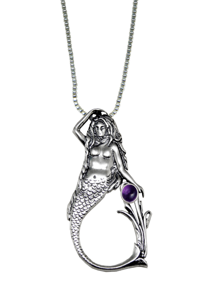 Sterling Silver Mysterious Mermaid Pendant With Amethyst